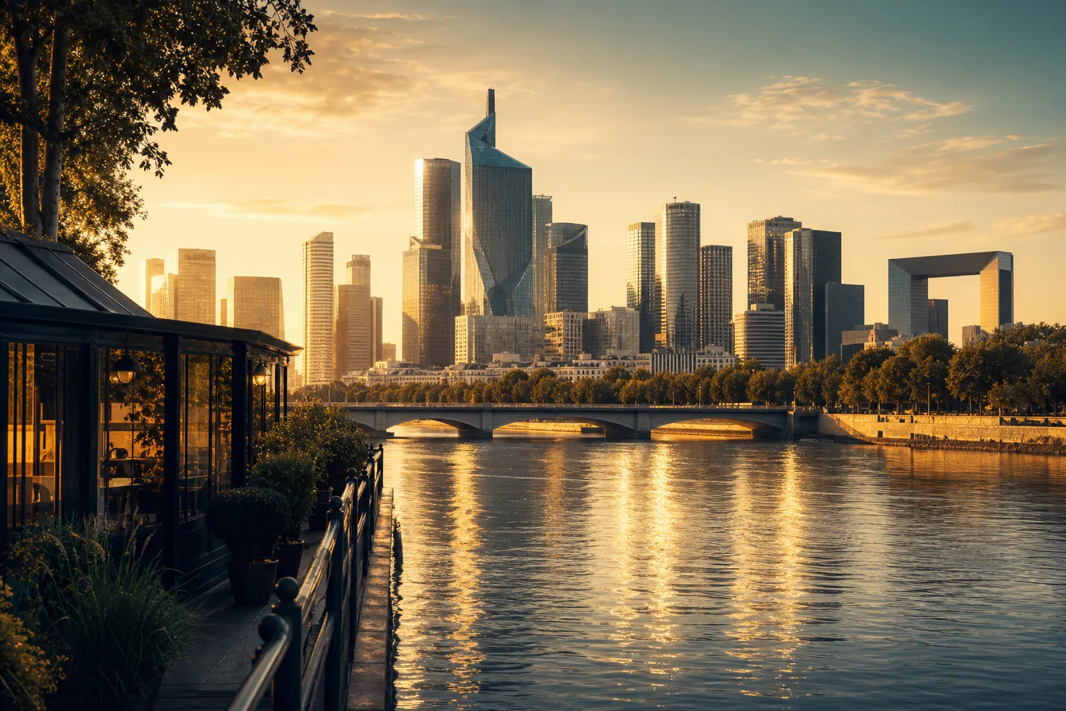 La Défense au coucher du soleil